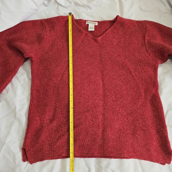 Orvis Women's Knit V-Neck Sweater in Rich Red Long Sleeve Size Large - Picture 6 of 9
